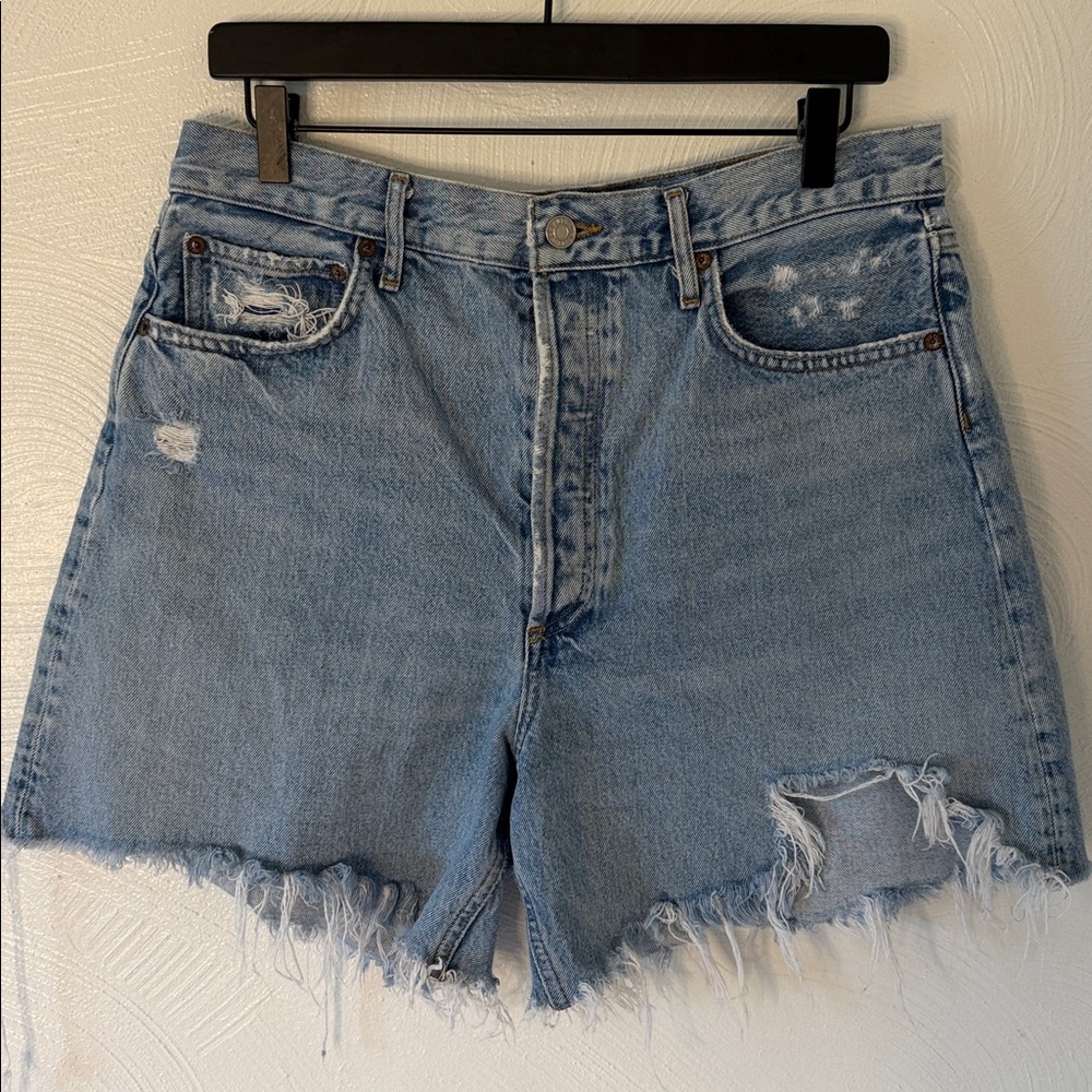 Agolde Stella Light Wash Distressed Denim Cutoff Shorts.  Size 30.